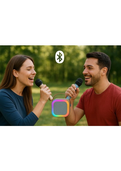 Çift Mikrofonlu Kablosuz Karaoke Bluetooth Rgb Işıklı, Taşınabilir, Usb/sd Destekli Parti Hoparlörü fiyatları