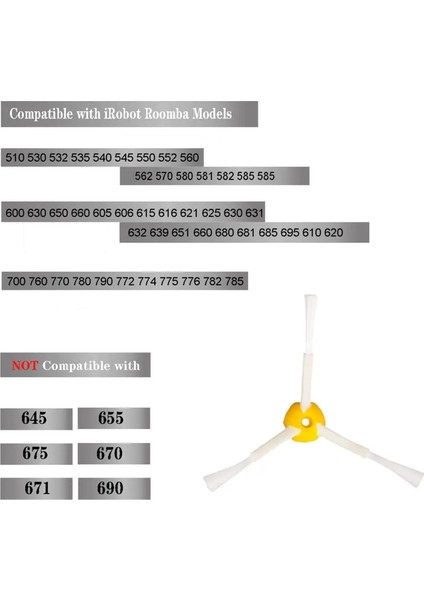 Irobot Roomba Için Yan Fırça 600 700 Serisi 694 692 690 680 660 665 651 650 614 760 770 780 776 &amp; 500 Serisi 595 585 564 (Yurt Dışından) modelleri