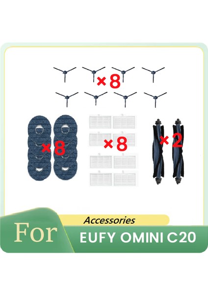 Eufy Omini C20 Süpüren Robot Aksesuarları Temizleyici Parçalar Değiştirme Için 26 Pcs (Yurt Dışından)