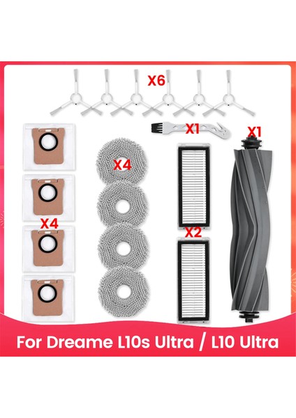 Dream L10S Ultra / L10 Ultra Robot Vakum Süpürge Ana Yan Fırça Hepa Filtreleri Mop Bez Toz Torbaları Aksesuarları (Yurt Dışından)