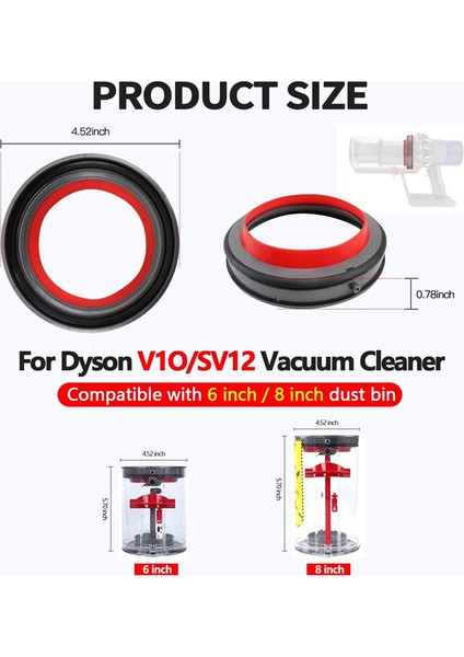Toz Bölmesi Kova Üst Sabit Sızdırmazlık Halkası Dyson V10 SV12 Vakum Süpürge Toz Kovası Kir Kupası Parçaları (Yurt Dışından) modelleri