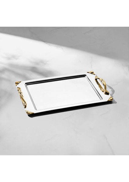 Sare Altın Saten 2'li Çelik Tepsi Seti