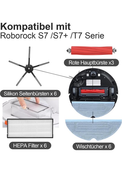 Roborock S7 S7 S7 S7 Maxv Ultra S7 Pro Ultra S7 Max Ultra S7 Plus Vakum Ana Yan Fırçalar Hepa Filtre Mop Bez Toz Torbaları (Yurt Dışından) fiyatları