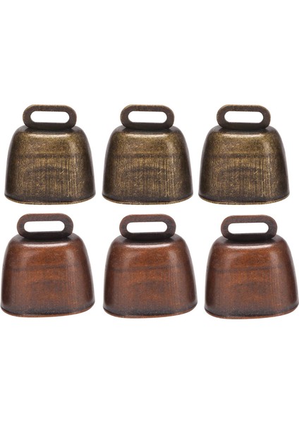 6 Adet Metal Inek Zili, At Koyun Otlatma Bakır Için Cowbell Retro Çan, Inek Çanları Gürültü Yapıcılar (Yurt Dışından)