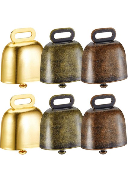 6 Adet Inek At Koyun Otlatma Küçük Pirinç Çan Çıtır Bakır (Yeşil Bronz, Kırmızı Bronz, Altın) (Yurt Dışından)