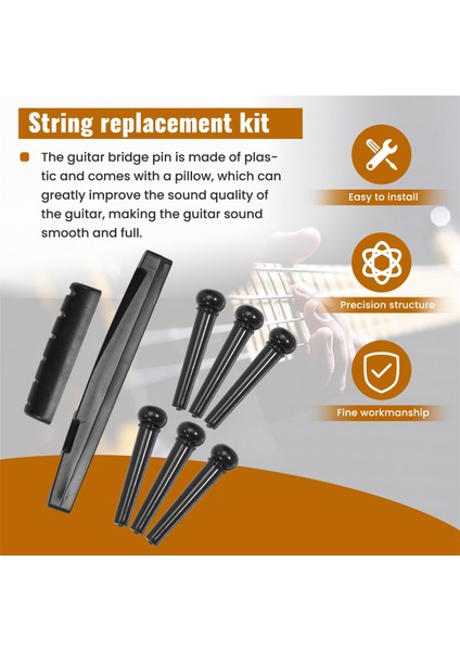 10 Set Gitar String Pegs Yedek Parçalar Akustik Gitar Köprüsü Pimleri Gitar Köprüsü Eyer Somun Kitleri Araçlar Siyah (Yurt Dışından) fırsatları