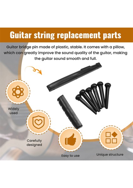 10 Set Gitar String Pegs Yedek Parçalar Akustik Gitar Köprüsü Pimleri Gitar Köprüsü Eyer Somun Kitleri Araçlar Siyah (Yurt Dışından) indirimleri