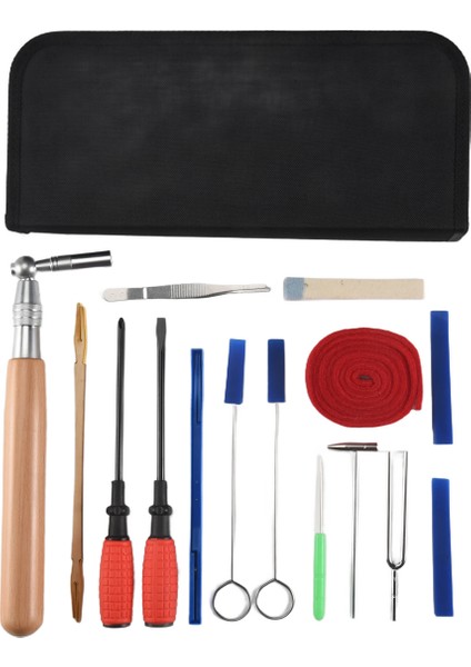 Piyano Ayarlama Kiti 16PCS Profesyonel Piyano Tuner Araçları Set Anahtarı Hammer Sessiz Çatal Çağrı Kemer Kemer Klipsi (Yurt Dışından)