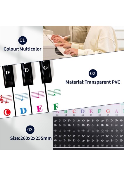 88/61/54/49/37 Için Renk Piyano Klavye Çıkartmaları Çocuk Öğrenme Piyano Için Anahtar Çok Renkli, Çıkarılabilir Mektup Piyano Çıkartmaları (Yurt Dışından) indirimleri