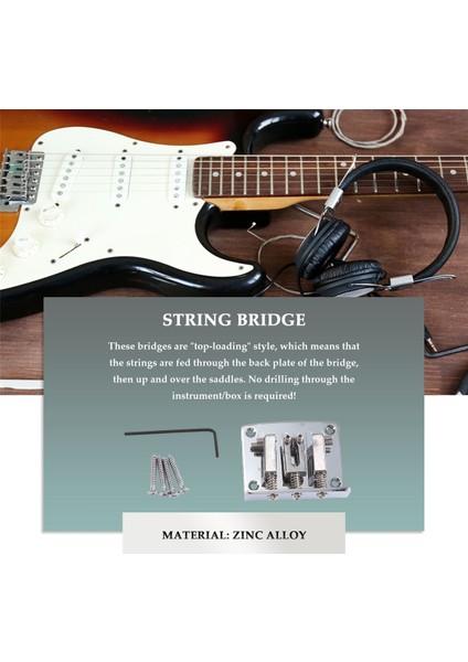 Puro Kutusu Gitar Parçaları: 3 Telli Krom Sert Kuyruk Ayarlanabilir Köprü Gümüş Rengi (Yurt Dışından) modelleri