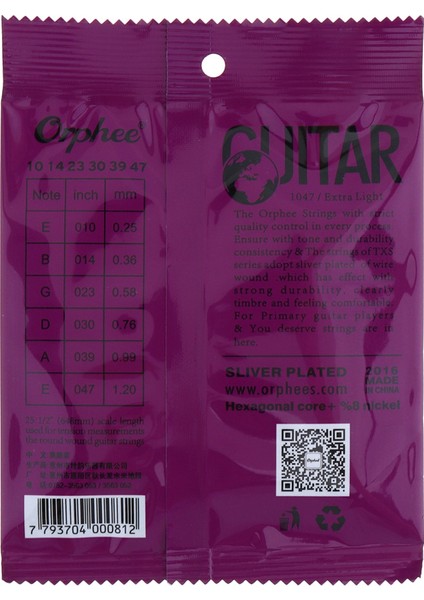 Orphee 6pcs/set Akustik Gitar Dizeleri Özel Gümüş Kaplama Anti-Düzenli Altıgen Çekirdek+% 8 Nikel Ekstra Işık TX620-S (Yurt Dışından) fiyatları