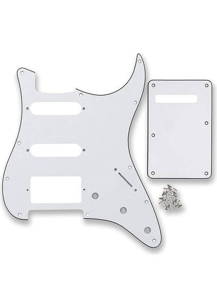 Pickguard Scratch Tabağı Gitar Arka Plaka Seti Elektro Gitar Parçası (3ply Beyaz) (Yurt Dışından)