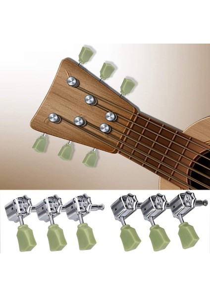 Gitar Ayar Pegs String Tuners 3r 3l Makine Kapakları String Tuning Anahtar Pegs Tuner Folk/electric Gitar Gümüş (Yurt Dışından) indirimleri