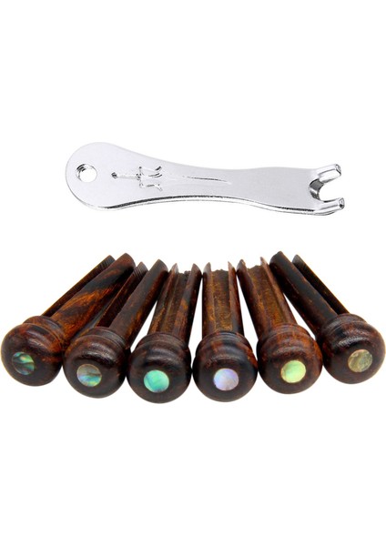6pcs Akustik Gitar Köprüsü Pimleri Metal Gitar Pimleri ile Kakılaşmış Abalon Dot Pulluk Dıy Yedek Parçaları (Yurt Dışından)