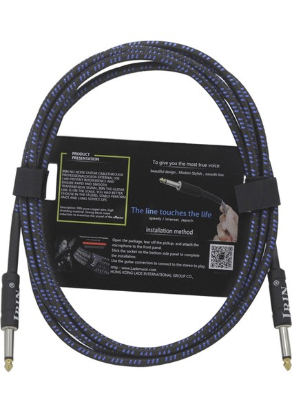 Irin Gitar Kablo Dizisi Enstrüman Aksesuarları Gürültüsüz Sessiz Sesli Teli Gürültü Azaltma Kablosu (10M) Mavi ve Siyah (Yurt Dışından)