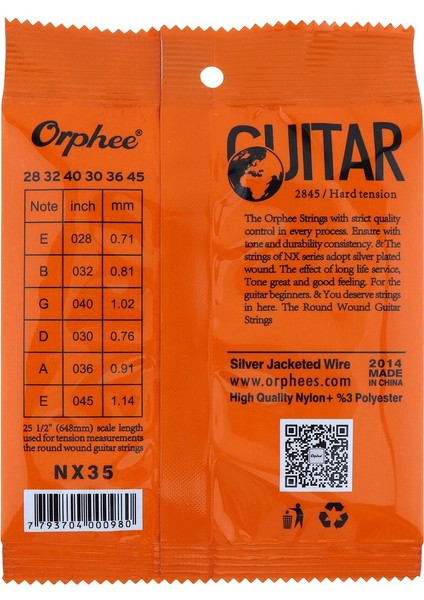 Orphee 6pcs/set Gitar Dizeleri Geleneksel Klasik Guar String Serisi E/b/g/d/a/e Yüksek Kaliteli Naylon Tel Kullanın Orta Nx-35 (Yurt Dışından) indirimleri