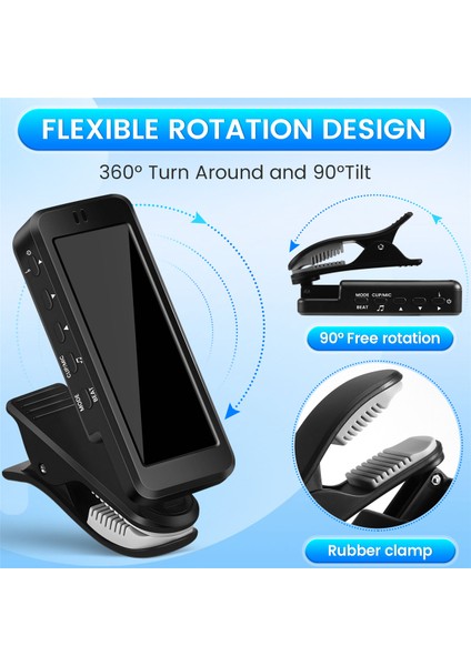 3&#39;ü 1 Gitar Tuner Büyük LCD Ekran Metronom Jeneratörü, Kromatik Gitar Bas Ukulele Keman Için Klipli (Yurt Dışından) fırsatları