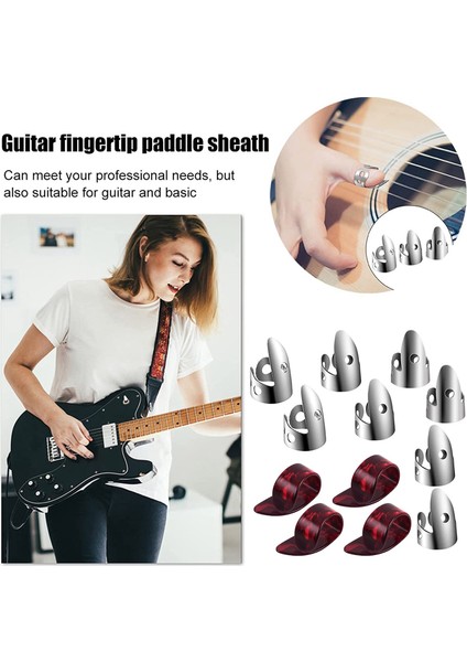 Ayarlanabilir Parmak Başparmak Set Seti 8 Pcs Paslanmaz Çelik Parmak Seçtikleri 4pcs Gitar Banjo Için Plastik Başparmak Seçmeler (Yurt Dışından) modelleri
