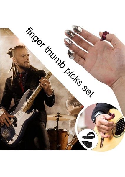 Ayarlanabilir Parmak Başparmak Set Seti 8 Pcs Paslanmaz Çelik Parmak Seçtikleri 4pcs Gitar Banjo Için Plastik Başparmak Seçmeler (Yurt Dışından) fırsatları