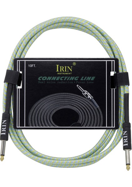 Irin Gitar Kablosu Müzik Aleti Kablosu Elektrikli Kutu Bas Ses Kablosu Örgülü Gürültü Azaltma Kablosu (6 Metre) Yeşil ve Beyaz (Yurt Dışından)