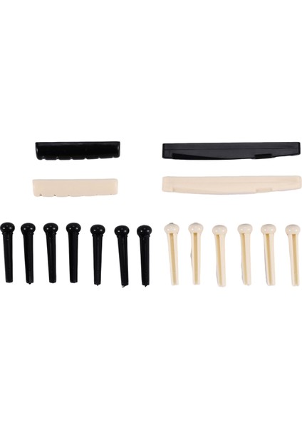 Akustik Gitar Için 1 Siyah Beyaz Abs Köprü Pimleri ve Eyer ve Fındık Yedek Parçaları Set (Yurt Dışından)