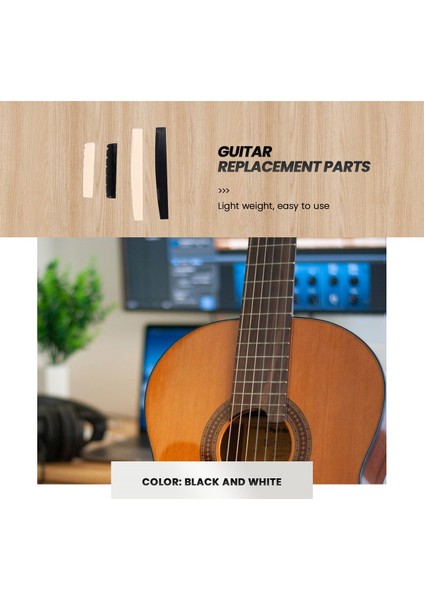 Akustik Gitar Için 1 Siyah Beyaz Abs Köprü Pimleri ve Eyer ve Fındık Yedek Parçaları Set (Yurt Dışından) fırsatları