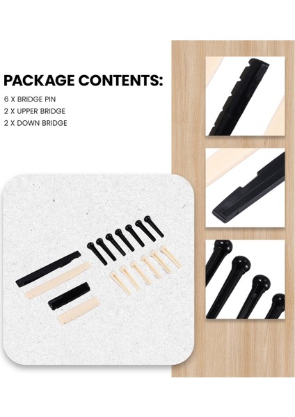 Akustik Gitar Için 1 Siyah Beyaz Abs Köprü Pimleri ve Eyer ve Fındık Yedek Parçaları Set (Yurt Dışından) indirimleri