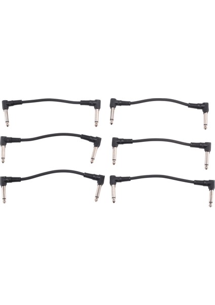 6 x Elektrik Gitar Kabloları 6 Inç 1/4 Sağ Açılı Efekt Pedal Yama Kablosu Siyah (Yurt Dışından)