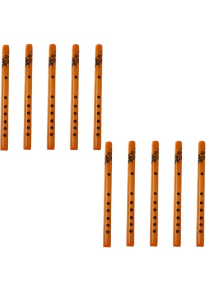 10 Paket Çinli 6 Delikli Bambu Flüt Kaydedici Klarnet Öğrenci Müzik Aleti Ahşap Renk (Yurt Dışından)