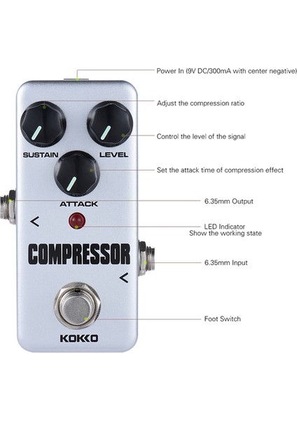 Kokko Gitar Efekti Pedal Kompresörü Tamamen Analog Devre Gitar Kompresör Pedalı Gitar Aksesuarları (Yurt Dışından) fiyatları