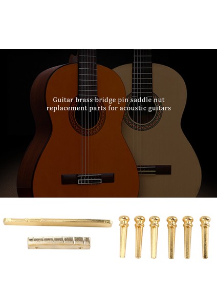 6pcs Gitar Pirinç Köprü Pimleri Eyer Somun Yedek Parçaları Akustik Gitar (Yurt Dışından) fiyatları