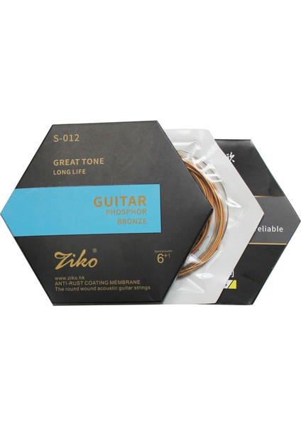 Ziko S-012 Akustik Gitar Dizeleri Nikel Kaplamalı Karbon Çelik Altıgen Alaşım Kaplı Fosfor Bronz Gitar Dizeleri, 6 Pcs (Yurt Dışından)