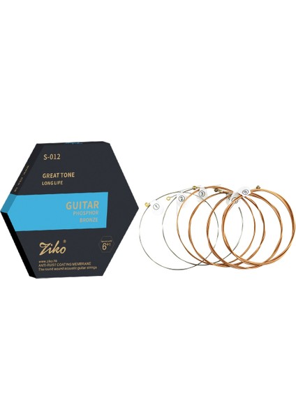 Ziko S-012 Akustik Gitar Dizeleri Nikel Kaplamalı Karbon Çelik Altıgen Alaşım Kaplı Fosfor Bronz Gitar Dizeleri, 6 Pcs (Yurt Dışından) modelleri