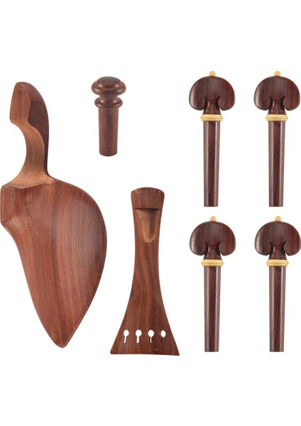 4/4 Keman Kiti Tam Boyut Keman Aksesuarları Gülağacı Keman Pap Tail Piece Chin Rest End Pin (4/4) (Yurt Dışından)