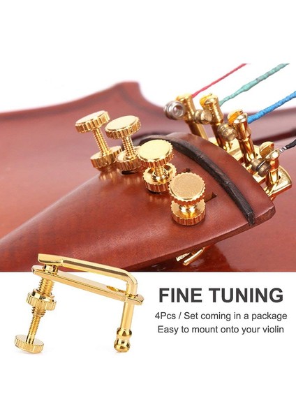 4pcs Keman Ince Tunerler Altın Keman Parçaları Iplik Tel Ayarlayıcıları 4/4 Keman Için Yedek (Yurt Dışından) fırsatları