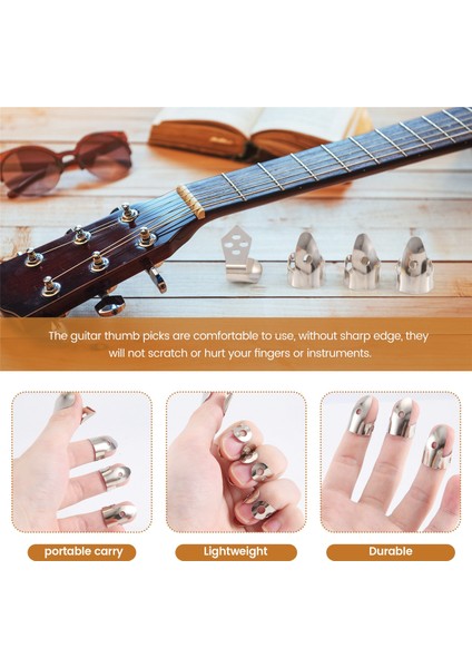 4pcs Metal Başparmak Parmak Gitar Paslanmaz Çelik Gitar Seçimleri Akustik Gitar Banjo Ukulele (Yurt Dışından) indirimleri