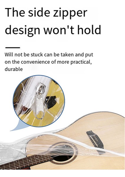 Gitar Tozu Kapağı Şeffaf Saydam Toz Geçirmez Su Geçirmez Akustik Elektrikli Gitar Kapağı Koruyucu Depolama Torbası (Yurt Dışından)