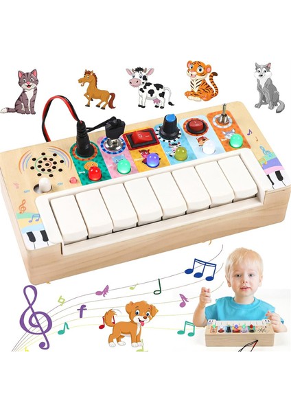 Meşgul Kurucu Yürümeye Başlayan Oyuncaklar, Çocuk Duyusal Oyuncakları Müzik ve LED Işık Anahtarları, Ahşap Oyuncaklar Işık Switch Oyuncakları (Yurt Dışından) indirimleri