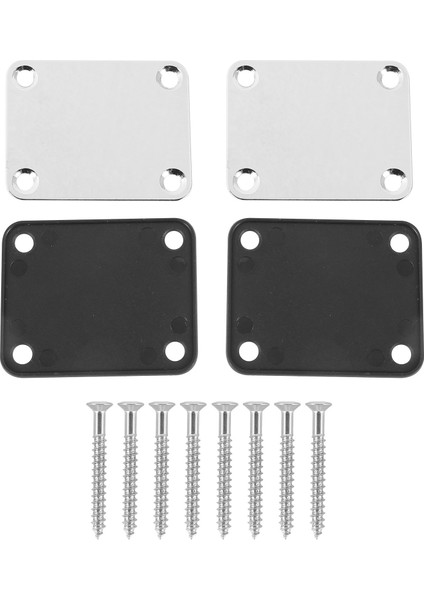 2 Adet Gitar Metal Boyun Plakaları Strat Tele Tarzı Elektro Gitar Değiştirme, Krom Için Plastik Paspaslı (Yurt Dışından)