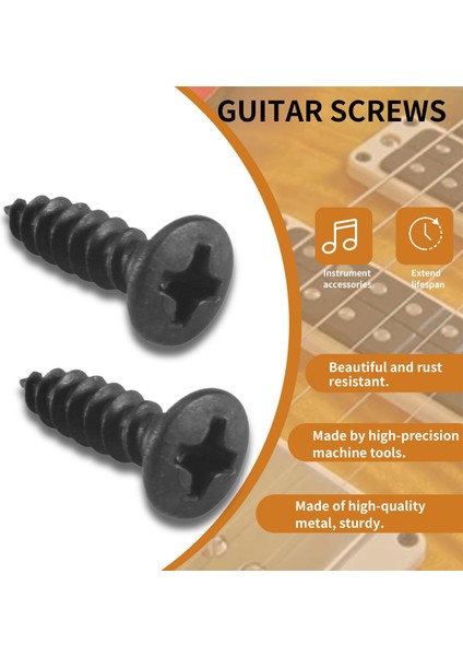 Strat &amp; Tele Için 100 Pcs Gitar ve Bas Pickguard Vidaları, Siyah (Yurt Dışından) indirimleri