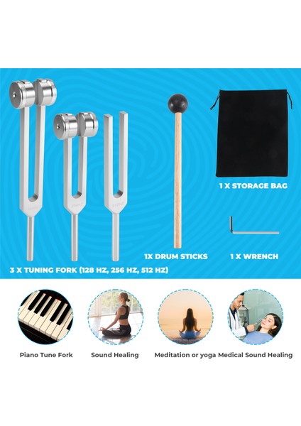 (128Hz, 256Hz, 512Hz) Çatal Seti, Çakra/şifa/ses Terapisi/dna Onarımı Için Refleks Çekiçle Ayarlama Çatalları (Yurt Dışından) indirimleri