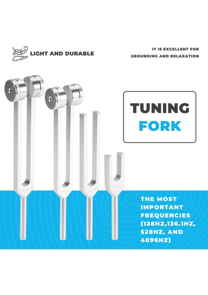 Tuning Çatal Seti (128Hz, 136.1Hz, 512Hz, 4096Hz) Çatalları Refleks Çekiçle Tutma Çatallı Çakra Seti Şifa Müzikal (Yurt Dışından) fırsatları
