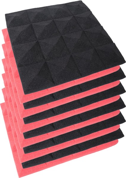 Kömür Akustik Köpük Fayans Ses Yalıtımı Köpük Panelleri Stüdyo Ses Dolgu 2 x 10 x 10 Inç (Siyah+Kırmızı) (Yurt Dışından) modelleri