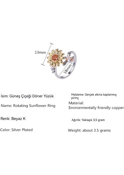 Ayarlanabilir Günebakan Döner Yüzük (Yurt Dışından) modelleri