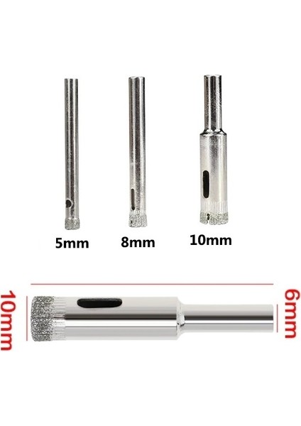 Mermer Granit Fayans Cam Yuvarlak Delme Pancı 5mm 8mm 10 mm Elmas Uç Delik Açma Matkap Karot 3 Parça modelleri