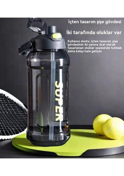 2000ML Açık Spor Fitness Ekstra Kapasiteli Çift Içme Pipetli Plastik Bardak (Yurt Dışından) fırsatları