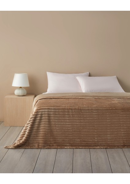 Modern Line Çizgili Super Soft Tek Kişilik Battaniye 150X200 cm Bej fiyatları