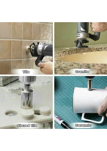 Mermer Granit Fayans Cam Yuvarlak Delme Pancı 5mm 8mm 10 mm Elmas Uç Delik Açma Matkap Karot 3 Parça fırsatları