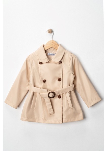 Trençkot Kemerli Astarlı kız çocuk - Bej