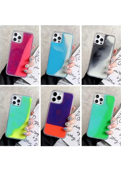 iPhone 13 Pro Max Uyumlu Mor - Turuncu Işıltılı Neon Kumlu Parlayan Telefon Kılıfı indirimleri